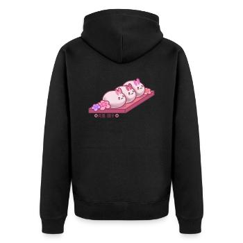 Japanische Mondschau-Reiskuchen in Hasenform - Unisex Premium Bio Zip Hoodie - Schwarz - Hinten - Nico (187cm)