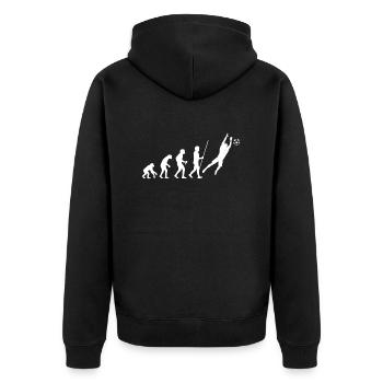Torhüter Evolution Torwart Tormann Geschenk - Unisex Premium Bio Zip Hoodie - Schwarz - Hinten - Nico (187cm)