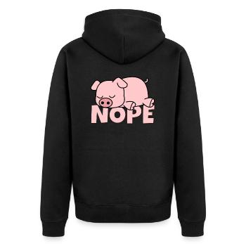 Nope Lazy piggy Sweet pig - Unisex Premium Organic Zip Hoodie - black - Back - Nico (187cm)