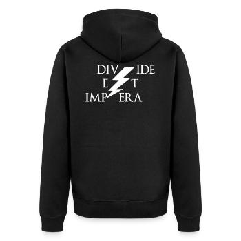 Divide et impera Latein Herrschaft - Unisex Premium Bio Zip Hoodie - Schwarz - Hinten - Nico (187cm)