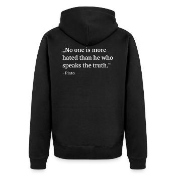 Plato Latin philosophy stoicism intelligence - Unisex Premium Organic Zip Hoodie - black - Back - Nico (187cm)