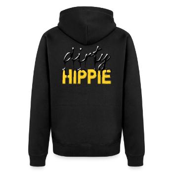 dirty hippie - Unisex Premium Bio Zip Hoodie - Schwarz - Hinten - Nico (187cm)
