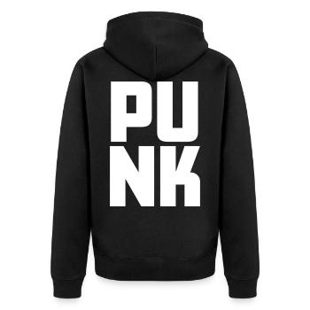 punk Punkmusic Punk Musik Geschenkidee Cool - Unisex Premium Bio Zip Hoodie - Schwarz - Hinten - Nico (187cm)
