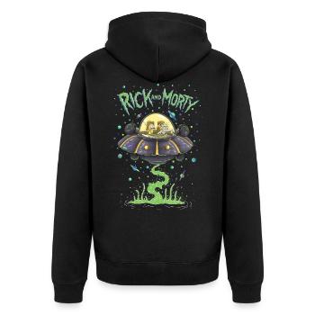 Rick Et Morty Dans Vaisseau Spatial - Veste à capuche bio Premium Unisexe - noir - Dos - Nico (187cm)