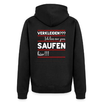 LUSTIGE SPRÜCHE VERKLEIDEN SAUFEN TRINKEN KARNEVAL - Unisex Premium Bio Zip Hoodie - Schwarz - Hinten - Nico (187cm)