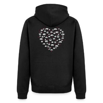 Wohnmobil Liebesherz - Valentinstag Geschenkidee - Unisex Premium Bio Zip Hoodie - Schwarz - Hinten - Nico (187cm)