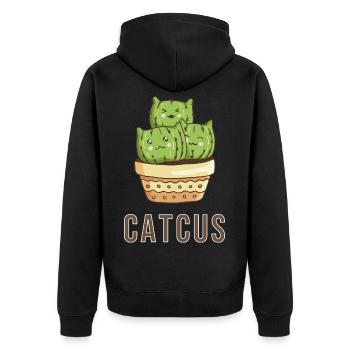 Catcus cats cat cool funny funny cactus - Unisex Premium Organic Zip Hoodie - black - Back - Nico (187cm)