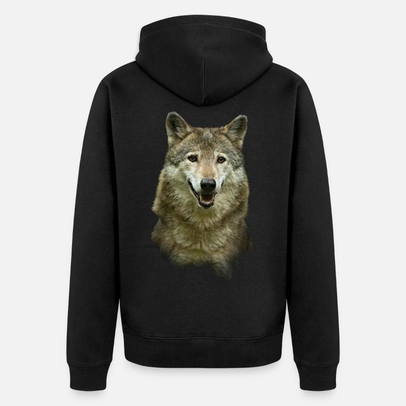 Wolf - Unisex Premium Bio Zip Hoodie - Schwarz