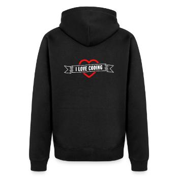 Ich liebe es, Herz zu codieren Geschenk für Programmierersohn - Unisex Premium Bio Zip Hoodie - Schwarz - Hinten - Nico (187cm)