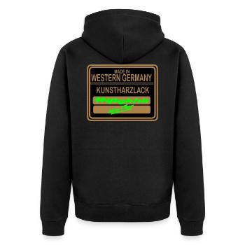 Made In Western Germany - Unisex Premium Bio Zip Hoodie - Schwarz - Hinten - Nico (187cm)