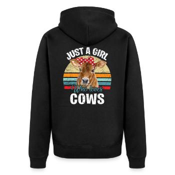 Juste une fille qui aime les vaches - Veste à capuche bio Premium Unisexe - noir - Dos - Nico (187cm)