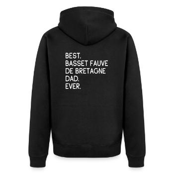 Basset Fauve de Bretagne - Unisex Premium Organic Zip Hoodie - black - Back - Nico (187cm)
