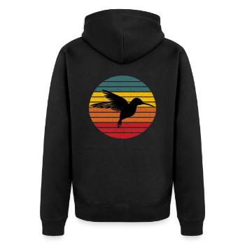 Colibri oiseau rétro vintage - Veste à capuche bio Premium Unisexe - noir - Dos - Nico (187cm)