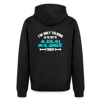 Alaskan Malamute owner owner - Unisex Premium Organic Zip Hoodie - black - Back - Nico (187cm)