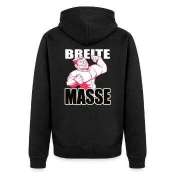 Bodybuilding Fitness Ich bin die breite Masse - Unisex Premium Bio Zip Hoodie - Schwarz - Hinten - Nico (187cm)