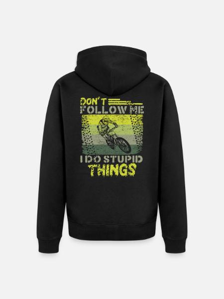 Downhill MTB Mountainbiker Geschenk - Unisex Premium Bio Zip Hoodie - Schwarz