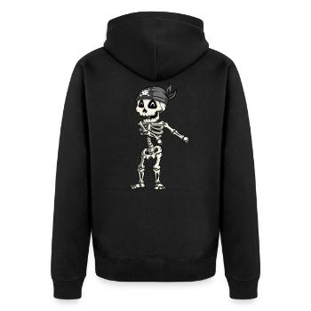 Einfaches Halloween-Kostüm Skelettpirat Floss Tanz - Unisex Premium Bio Zip Hoodie - Schwarz - Hinten - Nico (187cm)