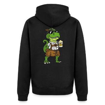 Dinosaurier trinken Bier T-Rex - Unisex Premium Bio Zip Hoodie - Schwarz - Hinten - Nico (187cm)
