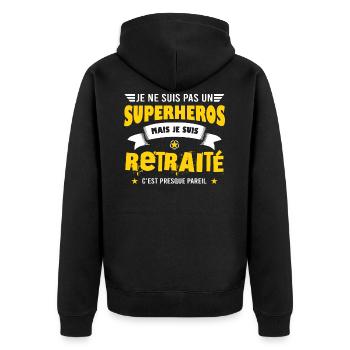 Retraité humour cadeau départ à la retraite - Veste à capuche bio Premium Unisexe - noir - Dos - Nico (187cm)