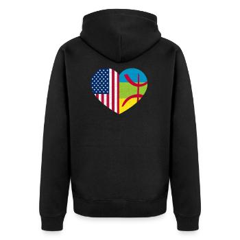 Amazigh Kabyle American Pride Heart Tamazgha USA - Veste à capuche bio Premium Unisexe - noir - Dos - Nico (187cm)
