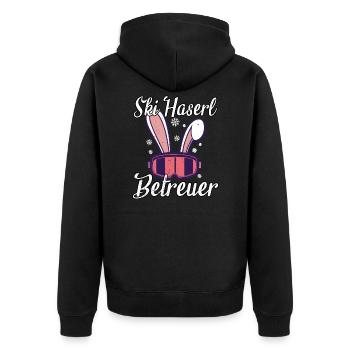 Ski Haserl Betreuer - Unisex Premium Bio Zip Hoodie - Schwarz - Hinten - Nico (187cm)