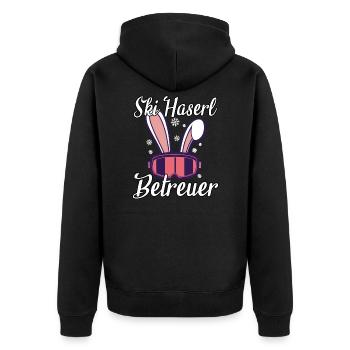 Ski Haserl Betreuer - Unisex Premium Bio Zip Hoodie - Schwarz - Hinten - Nico (187cm)