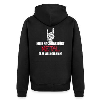 Heavy Metal Musik Metaller lustiges Geschenk - Unisex Premium Bio Zip Hoodie - Schwarz - Hinten - Nico (187cm)