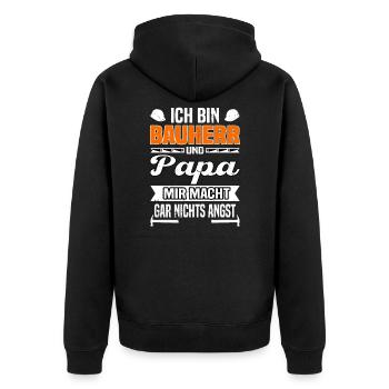 Ich bin Bauherr Und Papa Mir Macht Garnichts Angst - Unisex Premium Bio Zip Hoodie - Schwarz - Hinten - Nico (187cm)