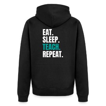 Enseignant Enseignant Mange Sommeil Enseigner Répéter - Veste à capuche bio Premium Unisexe - noir - Dos - Nico (187cm)