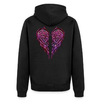 Aile n ° 02 - Design B - Veste à capuche bio Premium Unisexe - noir - Dos - Nico (187cm)