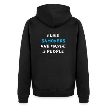 Samoyed Samojede - Unisex Premium Bio Zip Hoodie - Schwarz - Hinten - Nico (187cm)