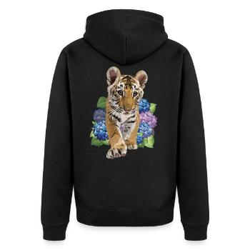 bengalischer Tiger - Unisex Premium Bio Zip Hoodie - Schwarz - Hinten - Nico (187cm)