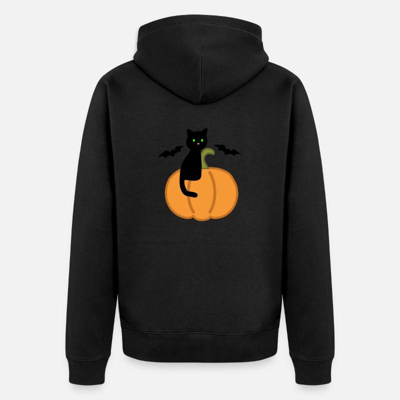 Chat sur citrouille - Veste à capuche bio Premium Unisexe - noir