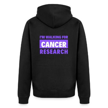 Cancer Research - Unisex Premium Organic Zip Hoodie - black - Back - Nico (187cm)