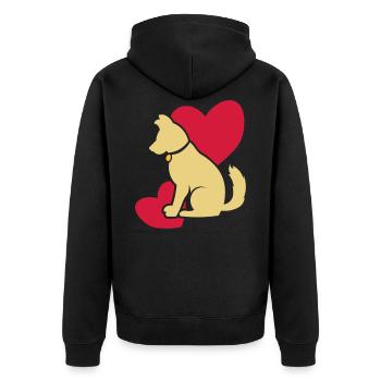 Cute dog with hearts - Unisex Premium Organic Zip Hoodie - black - Back - Nico (187cm)