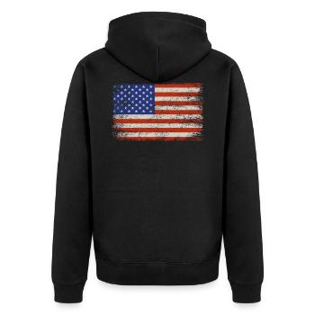 America Flag - Stars & Stripes - Unisex Premium Organic Zip Hoodie - black - Back - Nico (187cm)