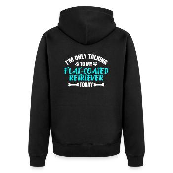 Flat-Coated Retriever - Unisex Premium Bio Zip Hoodie - Schwarz - Hinten - Nico (187cm)