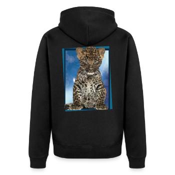 Leopard - Unisex Premium Organic Zip Hoodie - black - Back - Nico (187cm)