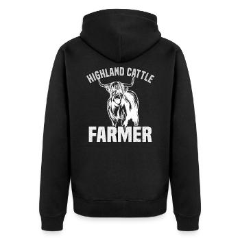 Highland Cattle Farmer cows cow farmer - Unisex Premium Organic Zip Hoodie - black - Back - Nico (187cm)