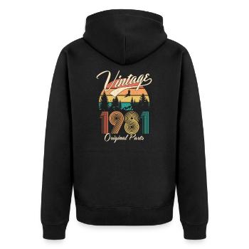 Vintage 1981 40e anniversaire cadeau de quarante ans - Veste à capuche bio Premium Unisexe - noir - Dos - Nico (187cm)