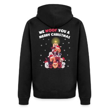 We Woof You A Merry Christmas - Christmas Dogs - Unisex Premium Organic Zip Hoodie - black - Back - Nico (187cm)