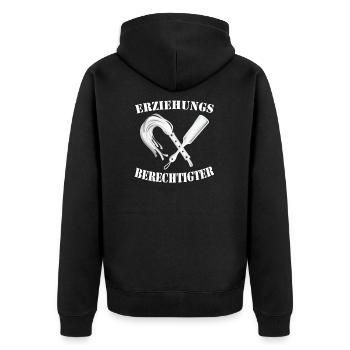 Erziehungsberechtigter BDSM Bondage SM Lustig - Unisex Premium Bio Zip Hoodie - Schwarz - Hinten - Nico (187cm)