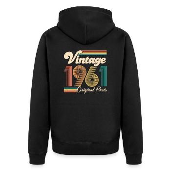 1961 60. Geburtstag Sechzigster Sechzig Geschenk - Unisex Premium Bio Zip Hoodie - Schwarz - Hinten - Nico (187cm)