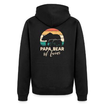 Papa ours de jumeaux cadeau de fête des pères enfants - Veste à capuche bio Premium Unisexe - noir - Dos - Nico (187cm)