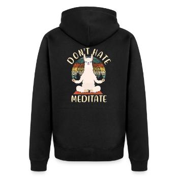Meditation Lama Namaste Yoga Tier Alpaka Spruch - Unisex Premium Bio Zip Hoodie - Schwarz - Hinten - Nico (187cm)