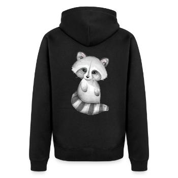 Mignon bébé raton laveur - Veste à capuche bio Premium Unisexe - noir - Dos - Nico (187cm)