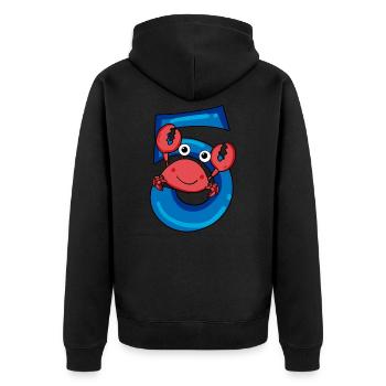 Crabe avec le numéro 5-5 idée cadeau d'anniversaire - Veste à capuche bio Premium Unisexe - noir - Dos - Nico (187cm)
