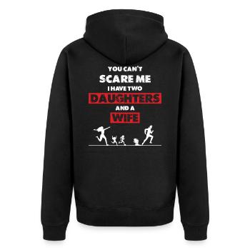 Ich habe 2 Töchter und eine Frau - Unisex Premium Bio Zip Hoodie - Schwarz - Hinten - Nico (187cm)