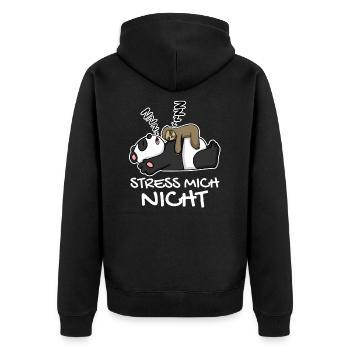 Stress mich nicht Faultier Panda lustig Geschenk - Unisex Premium Bio Zip Hoodie - Schwarz - Hinten - Nico (187cm)