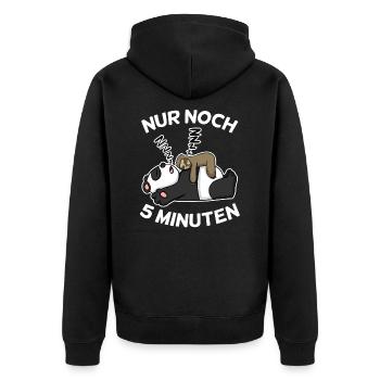 Nur noch 5 Minuten Faultier Panda schlafen Schlaf - Unisex Premium Bio Zip Hoodie - Schwarz - Hinten - Nico (187cm)